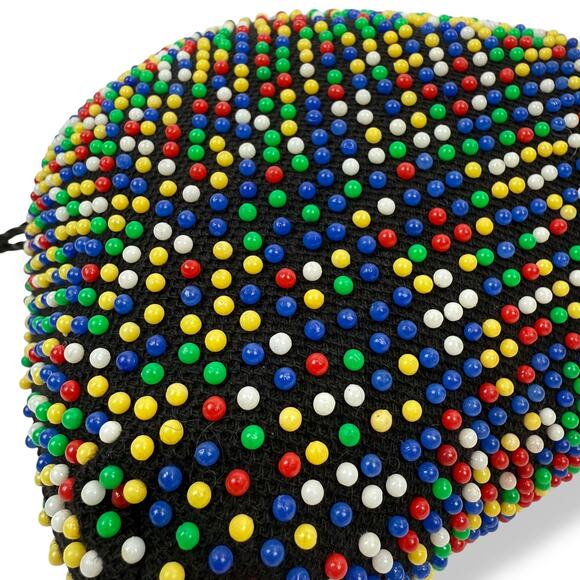 1960's rainbow beaded reversible pouch purse bag - Picture 5 of 16